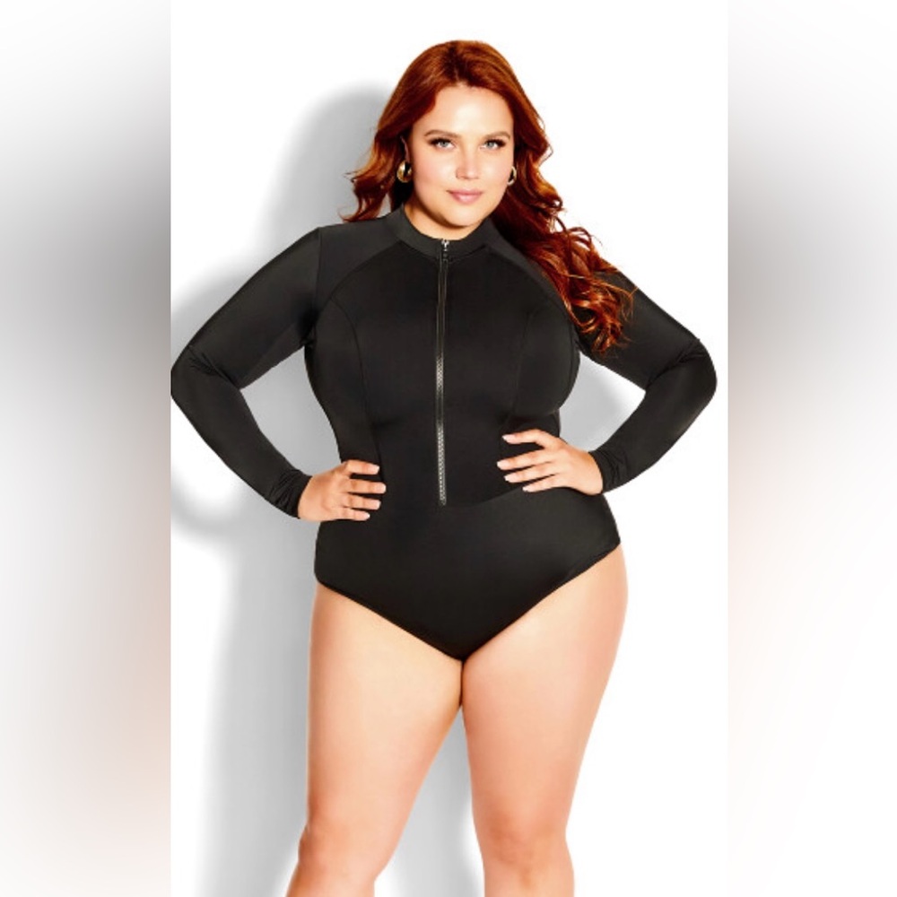 City Chic plus size 18 long sleeved swimsuit NWT